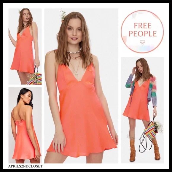 FREE PEOPLE BOHO MINI SUN DRESS V-NECK BOHEMIAN FESTIVAL SLIP A2C - Picture 5 of 16